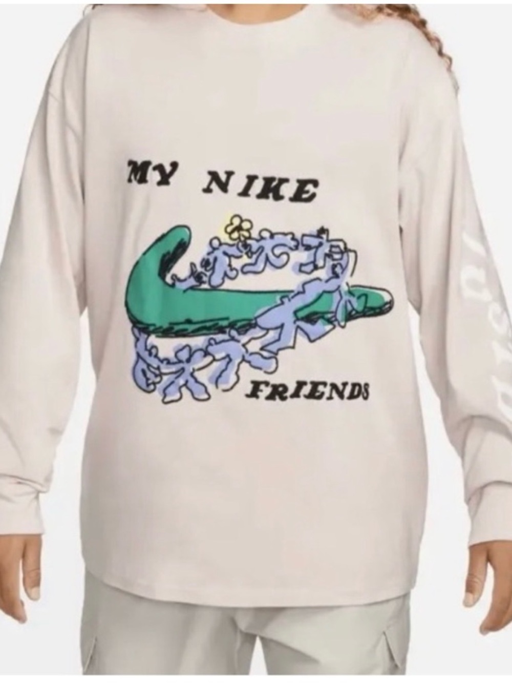 Nike Sportswear "My Nike Friends" Embroidered Long Sleeve T-Shirt in pink M